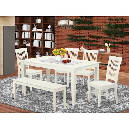 East West Furniture 6 Piece Capri Dining Room Set - Linen White CAWE6-LWH-W